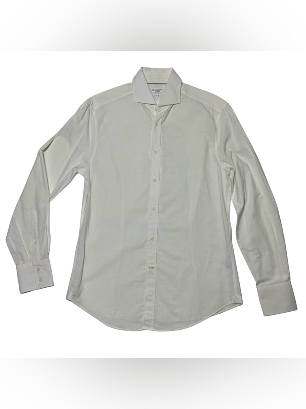 Brunello Cucinelli White Cotton Button Down Shirt Made in Italy Mens M Slim